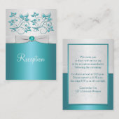 Carte Aqua-Marine et Argent Floral Enclume (Devant / Derrière)