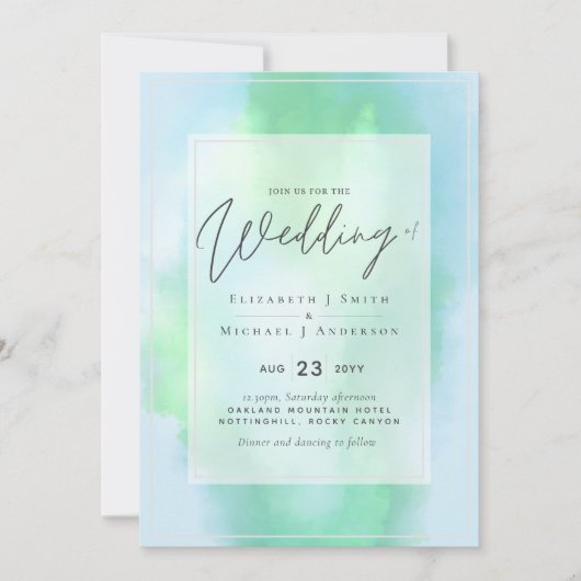 Carte Aqua Mint Dreams Mariage Budget Moderne (Devant)