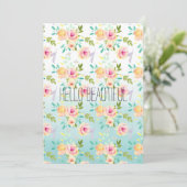 Carte Aqua Ombre rose jaune floral (Debout devant)