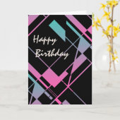Carte Aqua Pink Black Diagonal Abstract Design Anniversa (Fleur jaune)