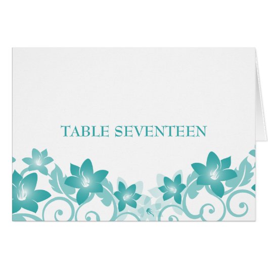 Carte Aqua Simple Floral Table Number (Devant horizontal)