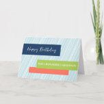 Carte Aqua Stripes Grandson anniversaire<br><div class="desc">Carte d'anniversaire pour petit-fils avec design moderne à rayures bleues turquoise et vers réfléchis.</div>