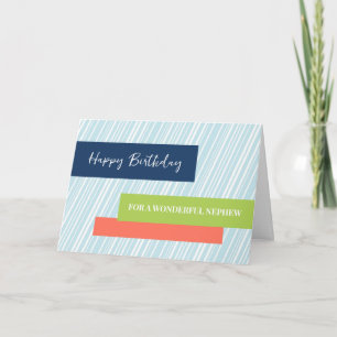 Carte Aqua Stripes Nephew Birthday