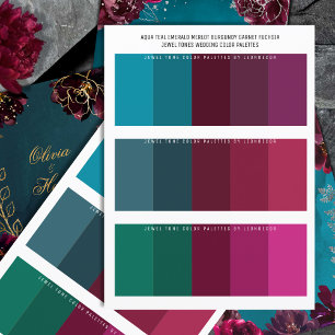 Carte Aqua Turquoise Merlot Bijoux tonalité Mariage Pale