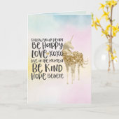 Carte Aqua Yellow Pink Aquarelle Inspiration Unicorne (Fleur jaune)
