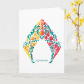 Carte Aquaman | Logo Aquaman & Mera sur le thème du coqu (Fleur jaune)