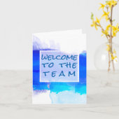 Carte Aquamarine BLUE Aquarelle Bienvenue Abstrait (Fleur jaune)