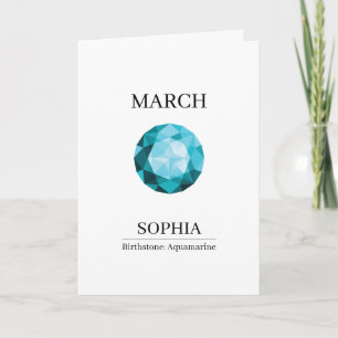 Carte Aquamarine de mars Anniversaire personnalisé