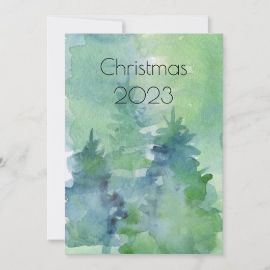 Carte Aquarelle Abstraite Arbres Fêtes Noël Moderne (Devant)