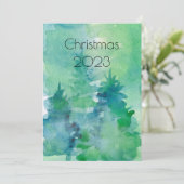Carte Aquarelle Abstraite Arbres Fêtes Noël Moderne (Debout devant)