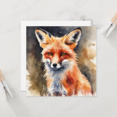 Carte Aquarelle Abstraite Renard rouge (Devant/Arrière en situation)