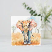 Carte Aquarelle adorable Eléphant (Debout devant)