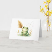 Carte Aquarelle adorable Grenouille avec Pampas Grass Bl (Fleur jaune)