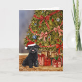 Carte Aquarelle Affenpinscher sous l'arbre de Noël (Devant)