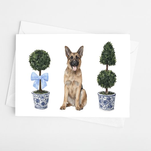 Carte Aquarelle allemande Shepherd Chien Chien Chiot Top