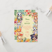 Carte Aquarelle Animaux de la forêt sauvage enfants heur (Devant/Arrière en situation)