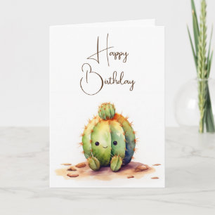 Carte Aquarelle Anniversaire Cactus