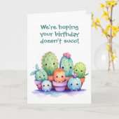 Carte Aquarelle Anniversaire Cactus Du Groupe (Fleur jaune)