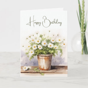 Carte Aquarelle Anniversaire Daisy Bouquet