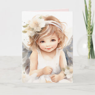 Carte Aquarelle Anniversaire fille ange
