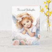 Carte Aquarelle Anniversaire Fille Ange Pour Godgirl (Fleur jaune)