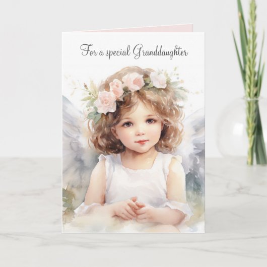 Carte Aquarelle Anniversaire Fille Ange Pour Petite-Fill (Devant)