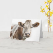 Carte Aquarelle Anniversaire Hereford Cow (Fleur jaune)