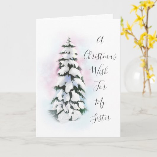 Carte Aquarelle Arbre d'hiver Vignette (Fleur jaune)