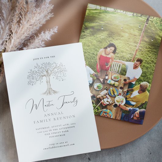 Carte Aquarelle Arbre Famille Réunion Calligraphie