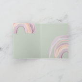 Carte Aquarelle arc-en-ciel en vert, rose, corail Merci (Intérieur)