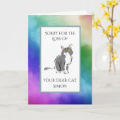 Carte Aquarelle Arc-En-Ciel Perte D'Une Sympathie Chat (Fleur jaune)