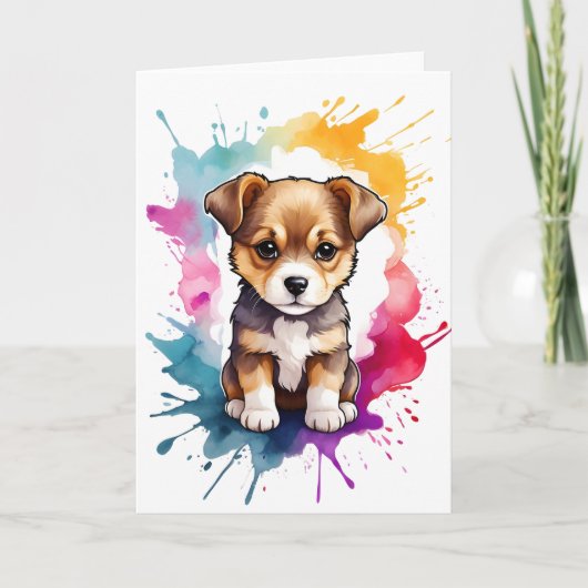 Carte Aquarelle Ardoise Puppy Paint Blank (Devant)