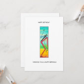 Carte Aquarelle Art Africain, Danseuse Tricky Anniversai (Devant/Arrière en situation)