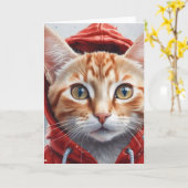 Carte Aquarelle Artwork Orange Tabby Chat en Sweat - shi (Fleur jaune)