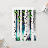 Carte Aquarelle Aspen Trees Flat Salutation (Devant/Arrière en situation)