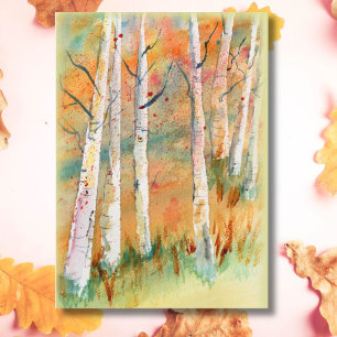 Carte Aquarelle Automne Aspen Trees vierges