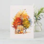 Carte Aquarelle Automne Chien Design - Beagle (Debout devant)