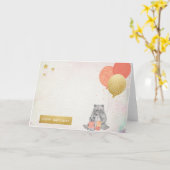 Carte Aquarelle avec Mama Ours Bébé Ours Joyeux annivers (Fleur jaune)