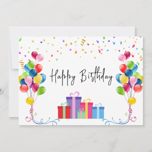 Carte Aquarelle Ballons Simple Script Joyeux Anniversair (Devant)