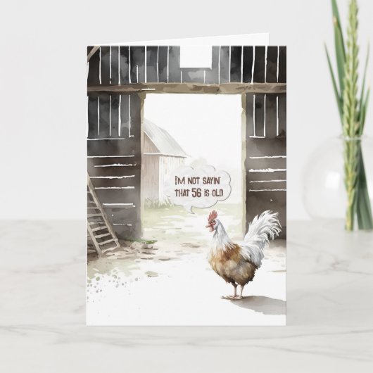 Carte Aquarelle Barn Rooster 56e Humour d'anniversaire (Devant)