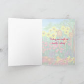 Carte Aquarelle Bee Skep Fleurs de soleil Joyeux anniver (Intérieur)