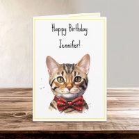 Aquarelle Bengale Chat Anniversaire