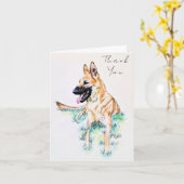 Carte Aquarelle berger allemand Merci malinois (Fleur jaune)