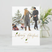 Carte Aquarelle Berries Photo Joyeux Noël (Debout devant)