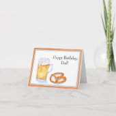 Carte Aquarelle Bière & Pretzel Anniversaire Papa (Devant)