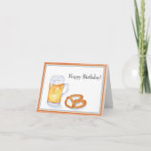 Carte Aquarelle Bière & Pretzel Joyeux anniversaire (Devant)