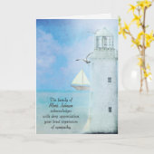 Carte Aquarelle Blanc phare Sympathie Merci (Fleur jaune)