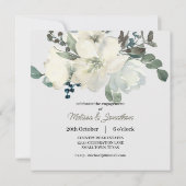 Carte Aquarelle blanche ivoire Floral Ajouter Fiançaille (Dos)