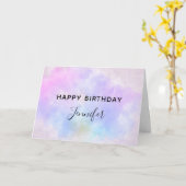 Carte Aquarelle bleu violet élégant Anniversaire (Fleur jaune)