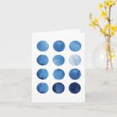 Carte Aquarelle bleue Abstraite Anniversaire géométrique (Fleur jaune)